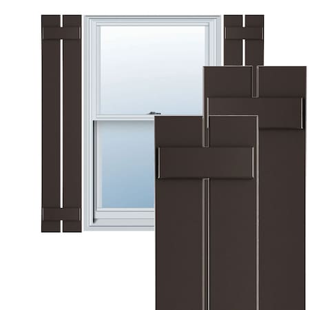 True Fit PVC Two Board Spaced Board-n-Batten Shutters, Raisin Brown, 11 1/4W X 44H